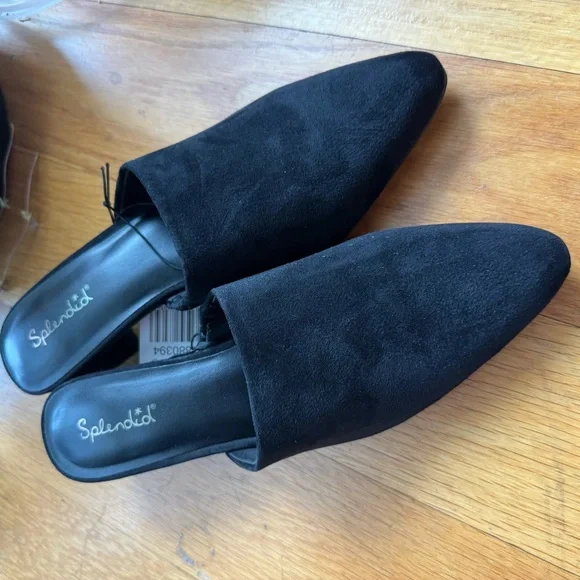 Splendid Black Suede Block Heel Mules - Picture 4 of 4